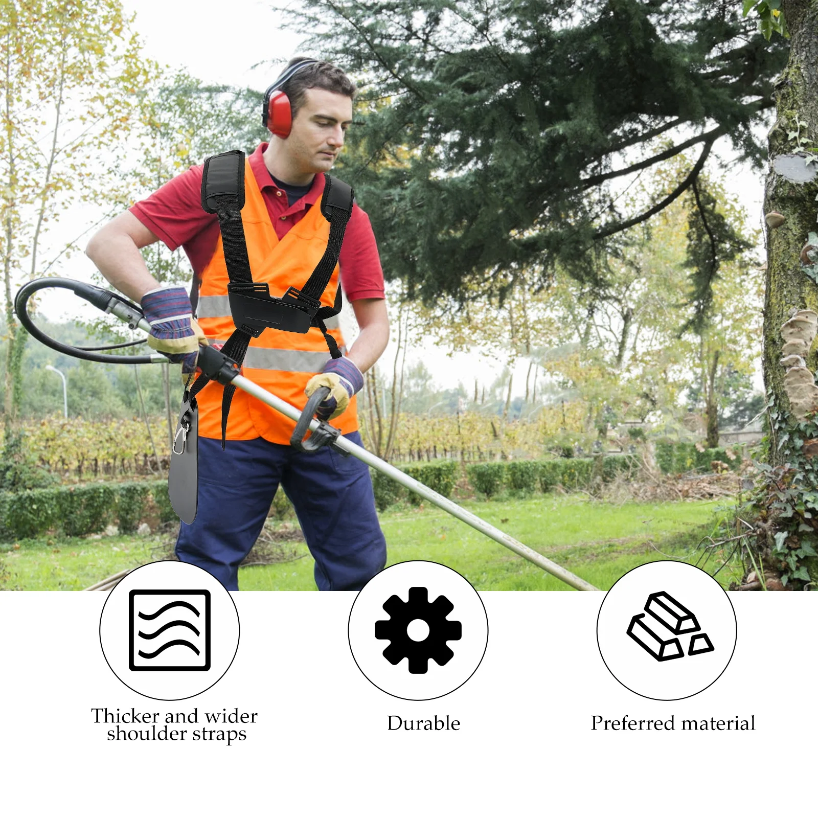 

Lawn Mower Accessories Trimmer Shoulder Strap Black Polyester Adjustable Harness Belt for Garden Tools Weed