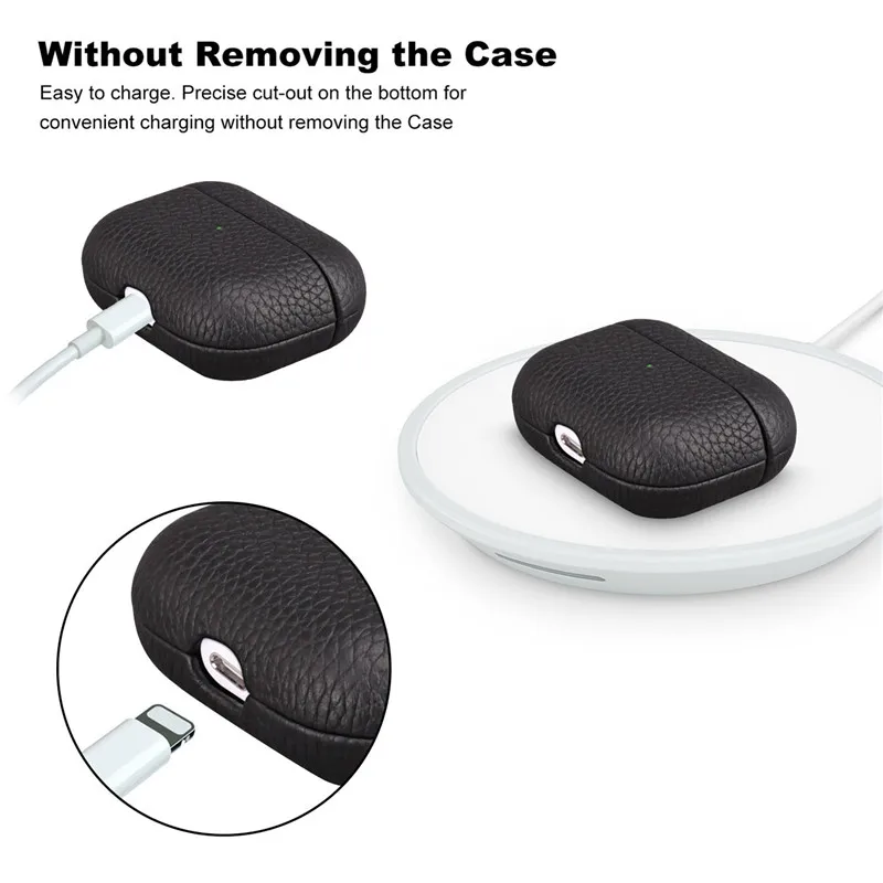 Capa para airpods pro caso de couro luxo lichia grão airpods3 fone de ouvido protetor acessórios para apple airpods pro casos