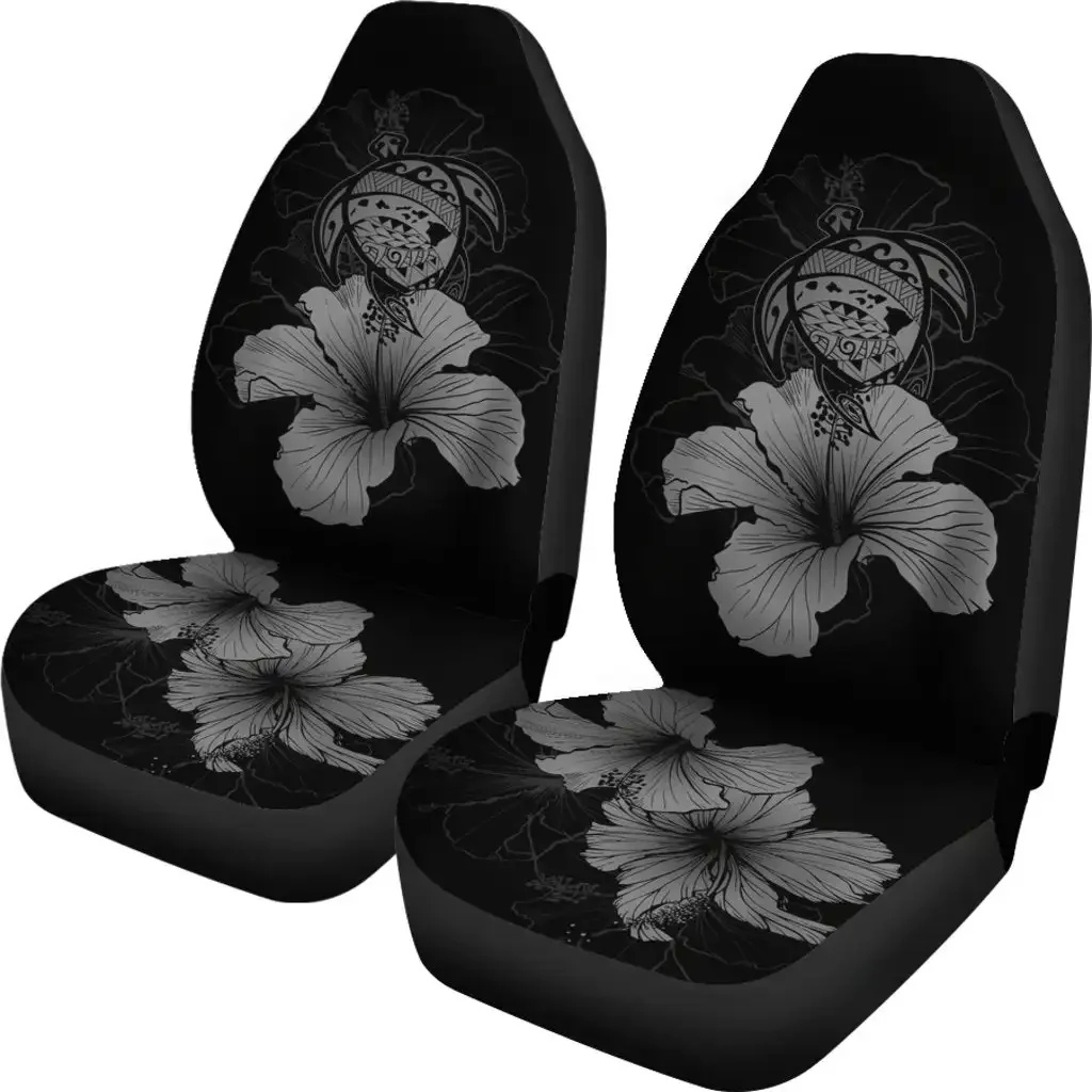 Hawaii Hibiscus Seat Cover Car Seat Covers Set 2 Pc, Car Accessories Car Mats - Turtle Map - Gray