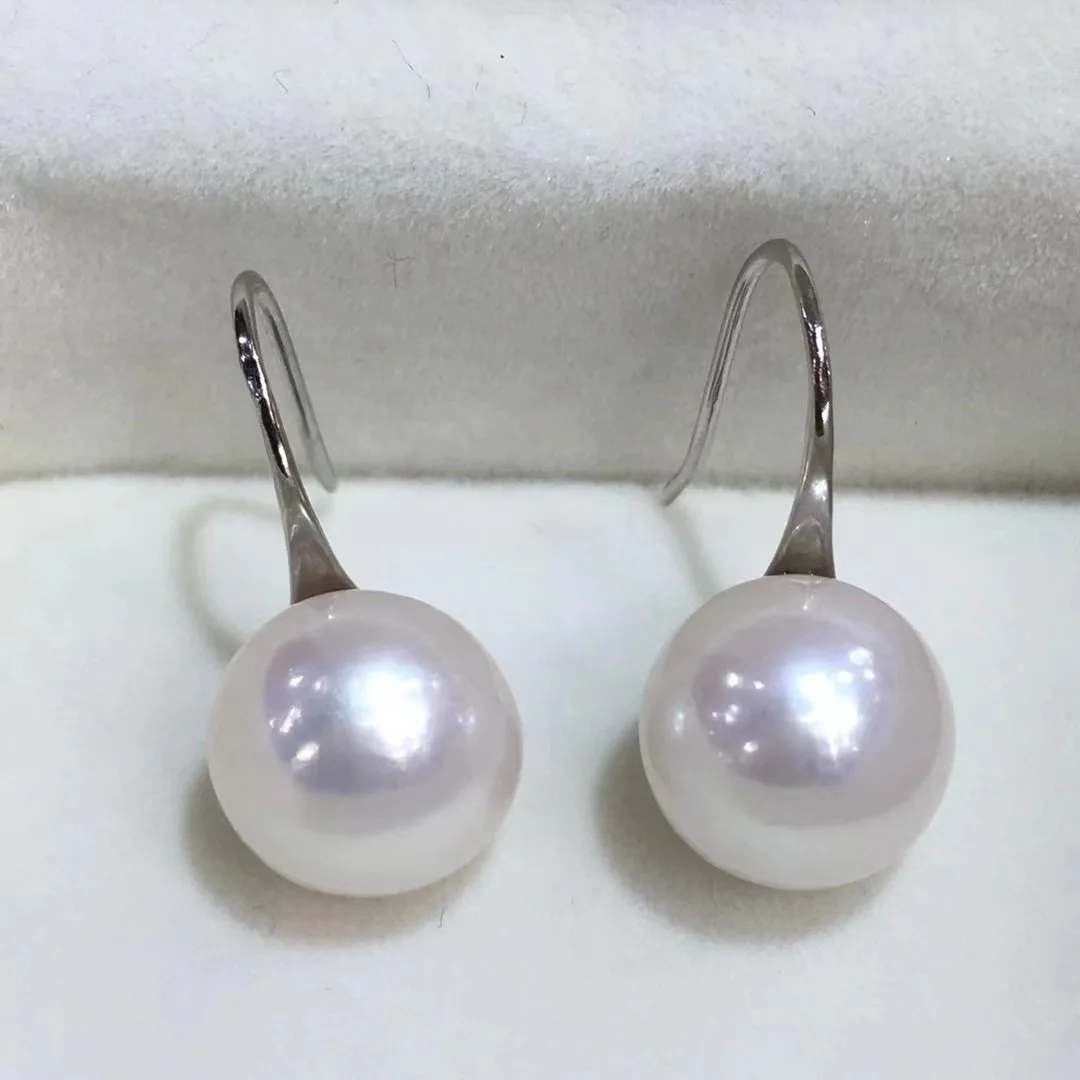 

S925 Silver 13mm Pale Water Pearl Boutique Stud Ear Hook Earrings Round