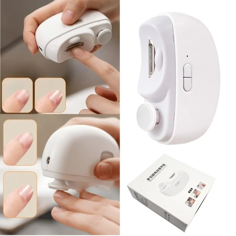

Триммер для ногтей, перезаряжаемая электрическая машинка для стрижки ногтей, шлифовка и полировка с легкой автоматической кусачкой для ногтей, маникюр для взрослых и детей