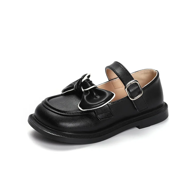 Zapatos pequeños de princesa para niñas, mocasines negros, primavera y otoño, 2024