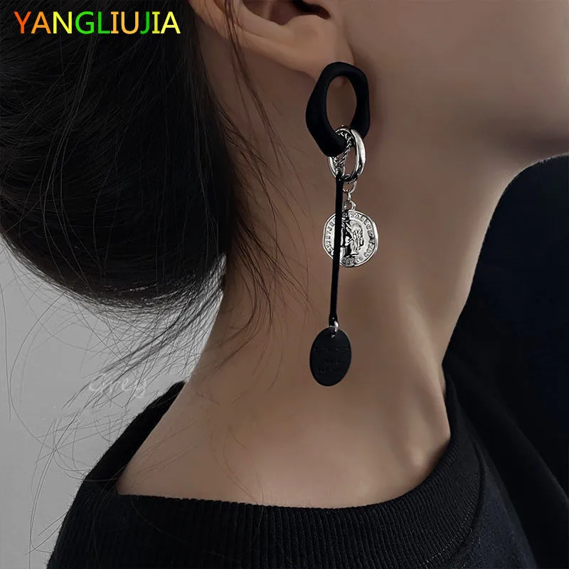 Black Long Portrait Pendant Earrings Europe And United States Temperament Personality Fashion Tassel Earrings Women Jewelry Gift