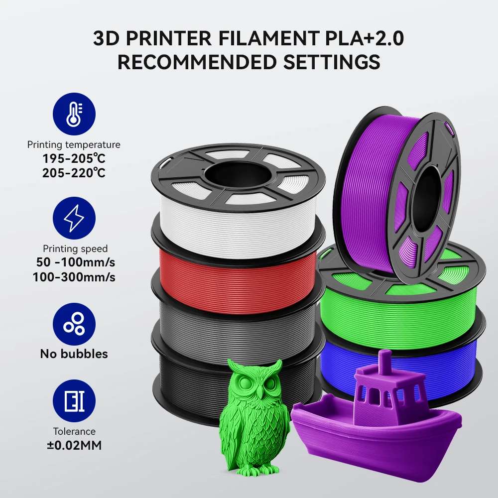 Imagem -02 - Jayo Impressora de Filamento 3d Pla Plus Pla Petg Pla Mais 2.0 Abs Tpu 1.75 mm 10 Rolos para Fdm 100 sem Bubbel Materiais de Impressora 3d Presente Diy