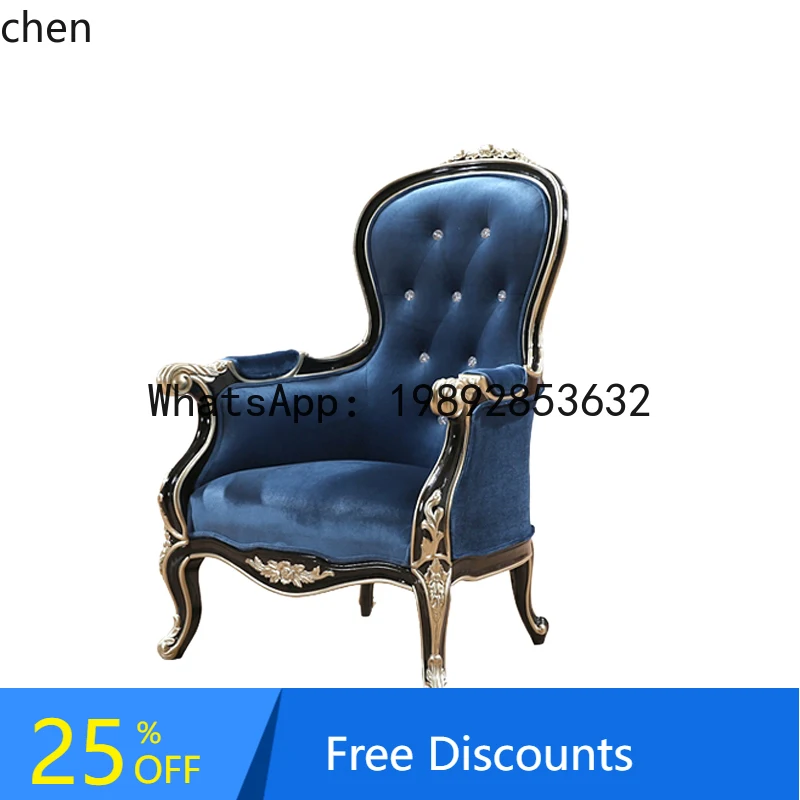 

all-solid wood sofa chair combination, neoclassical luxury, living room single seat reception chair