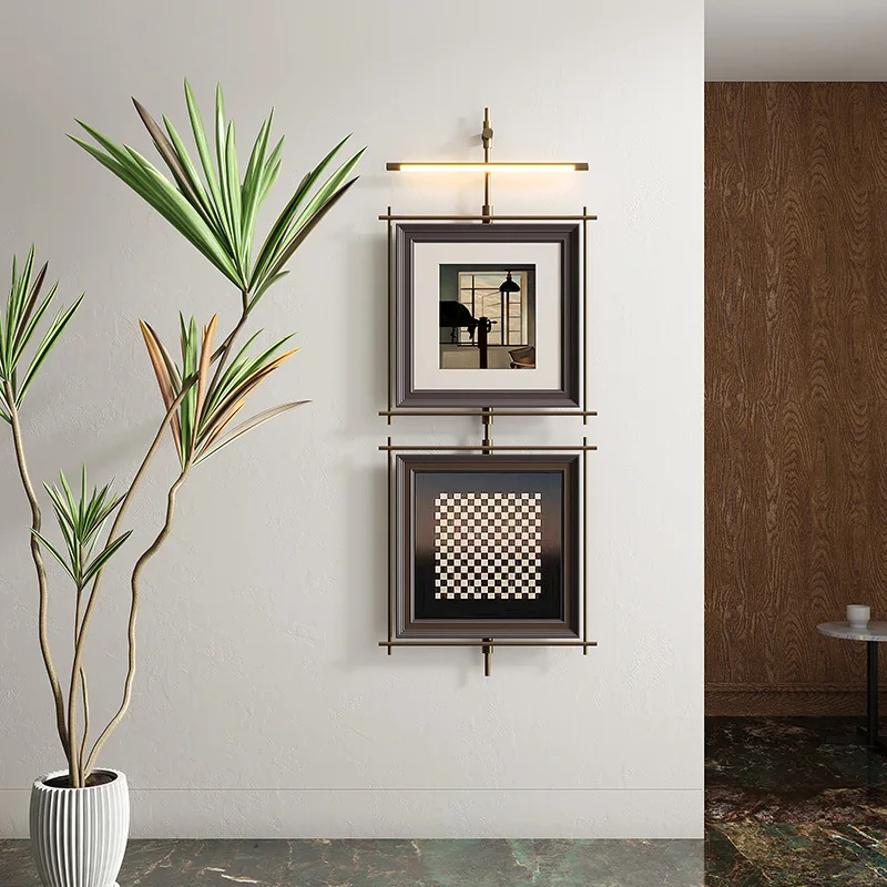 

Минималистичный декоративный светильник, настенный металлический стержень, декоративная роспись, трехмерное входное фоновое настенное устройство