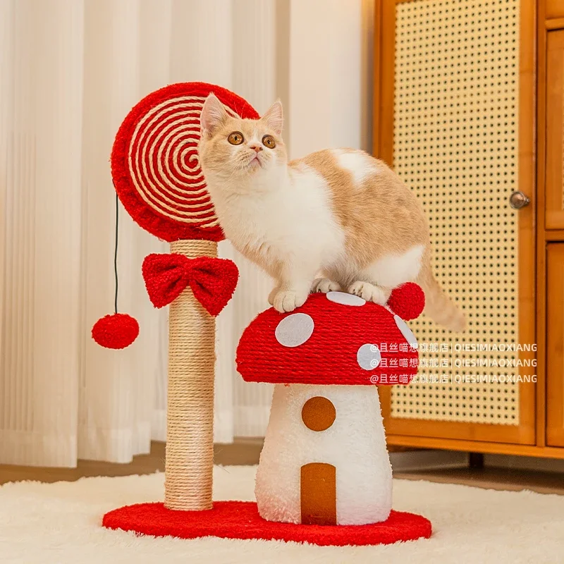 Red mushroom sisal cat scratch board vertical wear-resistant non-crumb sofa protection scratching post climbing tree cardboard