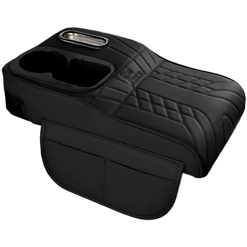 

Leather Armrest Pad With Storage Box Cup Holder And Tissue Organizer Car Interior Accessory For Comfortable Drives