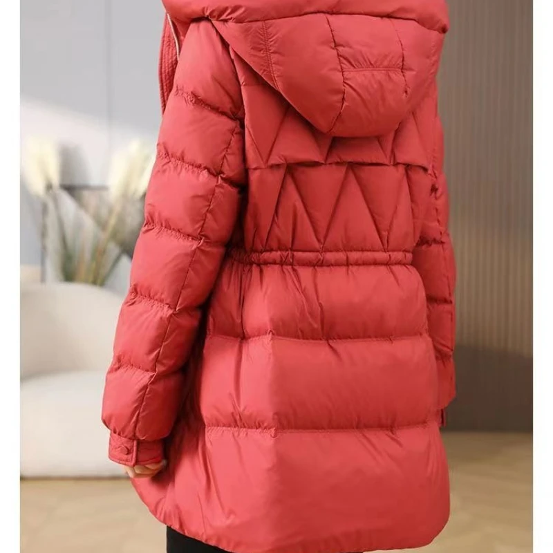 Women's Winter Cotton Coat Top Coat Mid-length Waisted Zipper Hooded Thicken Fashion Design Superior Soft Comfortable Versatile