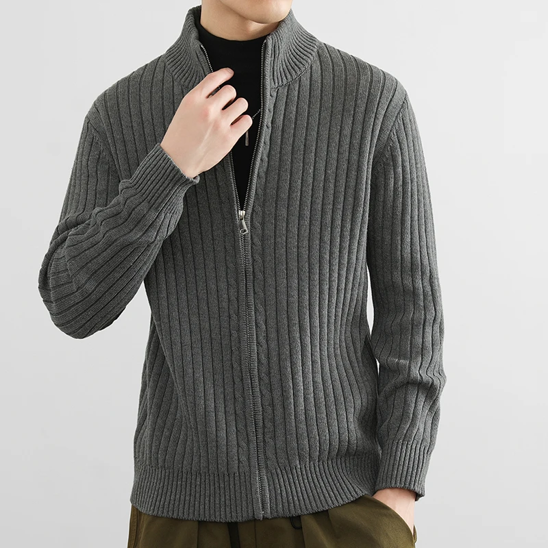 

Высококачественный вязаный кардиган мужской приталенный весенне-осенний новый стильный молодежный трикотажный жакет на молнии повседневный
