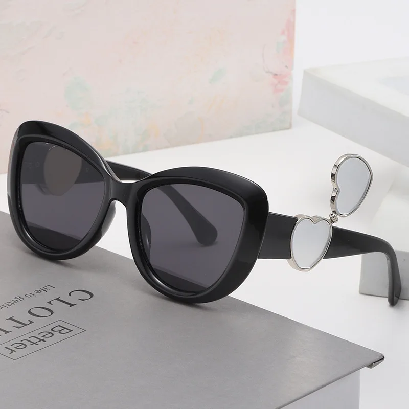 

New Trendy Fashion Cat Eye Women's Sunglasses Cat Eye Love Mirror Oval Sunglass UV400 High Quality Light Luxury Sun Glasses