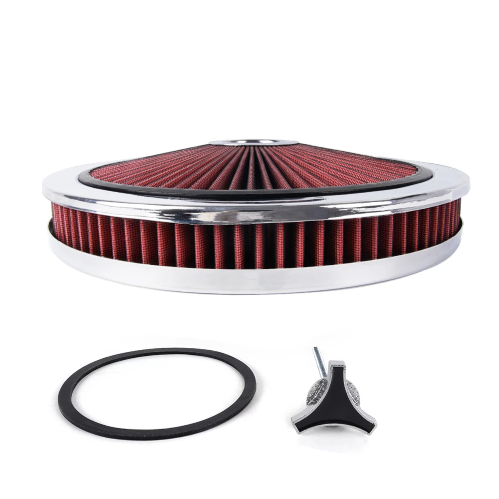 RASTP- Universal Air Cleaner Filter 14" Wide 2" Tall With Super Flow Thru Lid Washable Round 5-1/8-inch Neck Flange OFI178 - Image 6