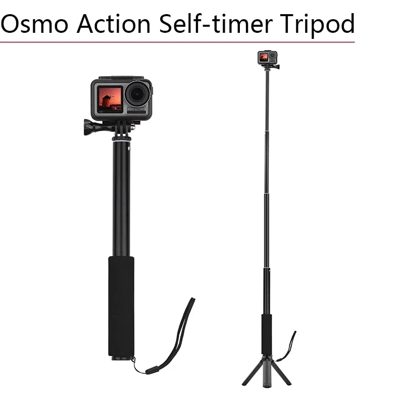 Tripod Selfie Stick Extend Pole Aluminum Alloy Extension Rod for DJI Pocket 3/Osmo Action Sports Camera Stabilizers Accessories