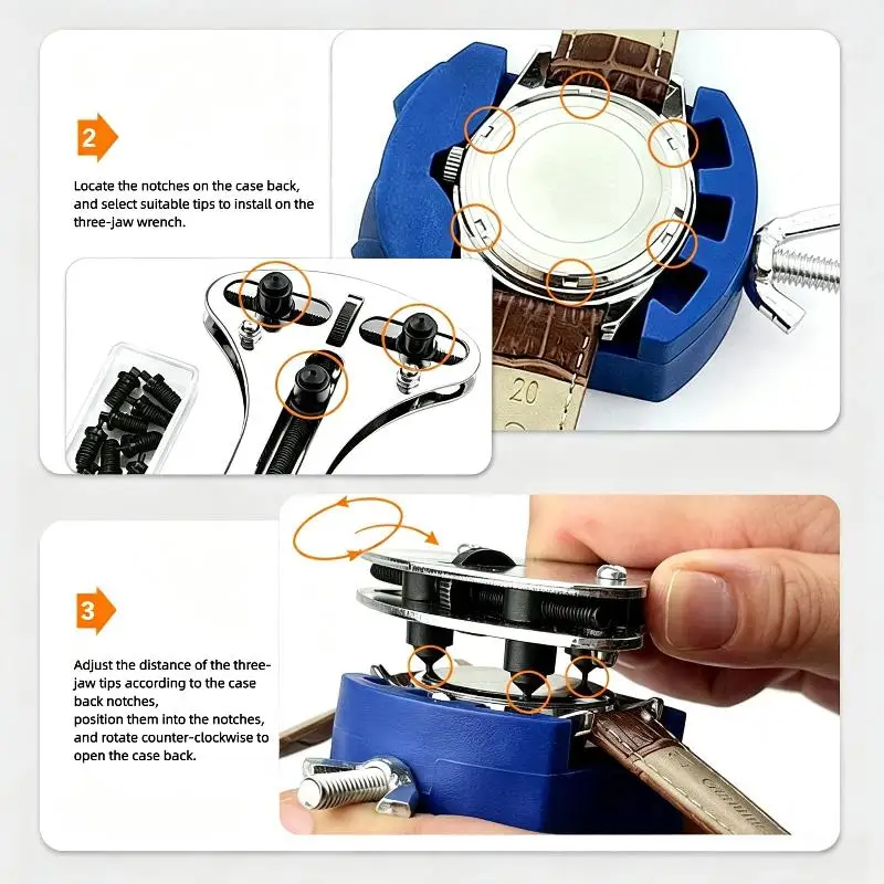 Uhrenreparatur-Werkzeugset, tolles Geschenk für Uhrensammler, Gehäuseöffner, Armbandentferner, Schraubendreher, Hebelwerkzeug zur Uhrenanpassung – Detail 13