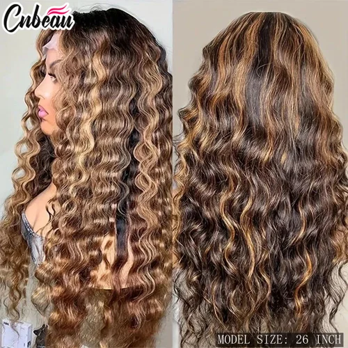 Peluca Frontal de encaje HD 13x 6/13X4, pelucas de onda profunda resaltadas de rubio miel, peluca de cabello humano 100%, pelucas de cabello humano con encaje Frontal 13x4 para mujeres