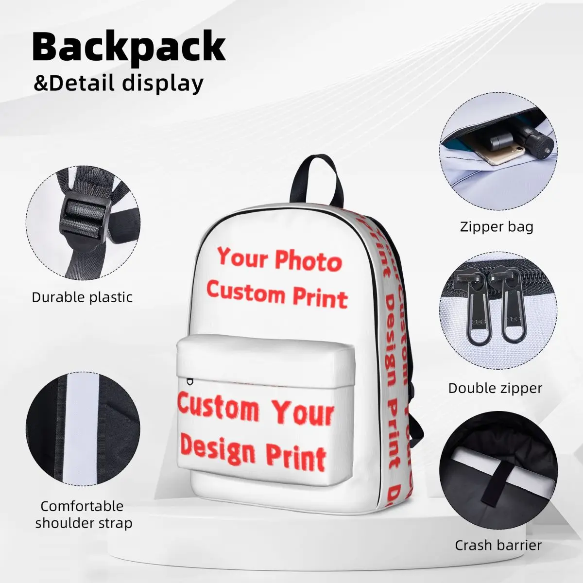 Your Photo Custom Print Backpack Women Customized Logo Large Backpacks Polyester Cool School Bags Sport Design Rucksack