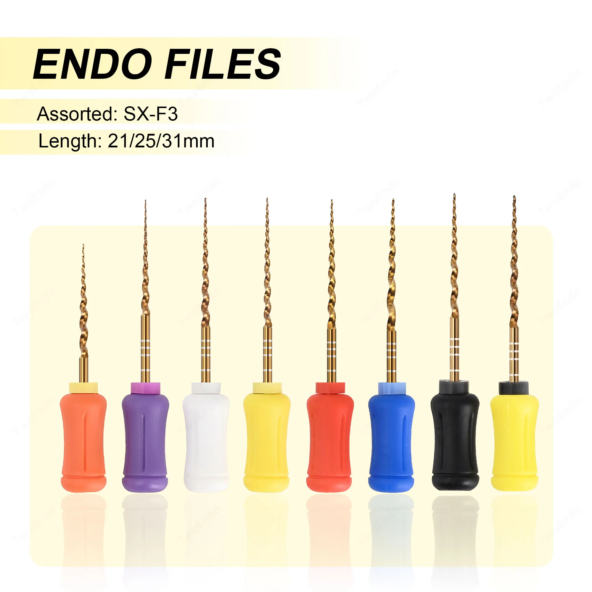 

6 Pcs/Pack Dental Heat Activated Gold Flexible Hand Use endo Files Golden Endodontic Files Dentist Tools For Root Canal