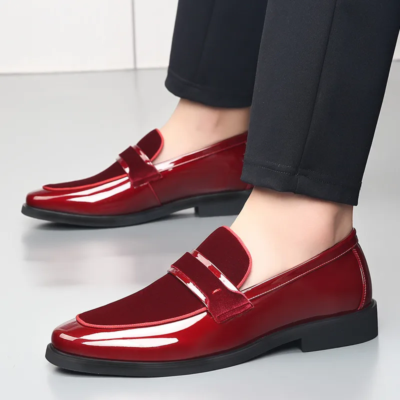 Luxury Trend Designer New Men's Red Pointed Suede Leather Wedding Shoes Male Pe… - Image 5
