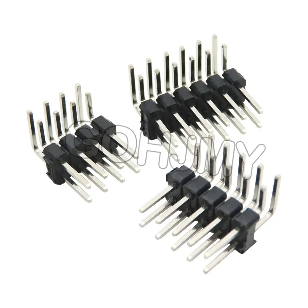 10PCS 2.54mm Double Row Right angle Male Breakaway PCB Board Pin Header Connector Pinheader 2x3/4/5/6/8/10/12/15/40 2.54 spacing