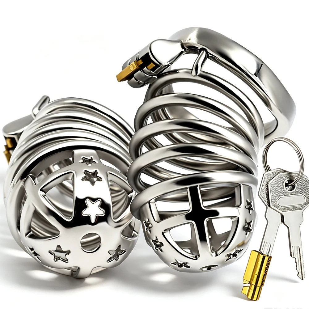 FRKO Hollow Star Male Chastity Cage Breathable Big Lock Cock Cage BDSM Anti-Escape Training Penis Restraint Husband Loyalty 실리콘