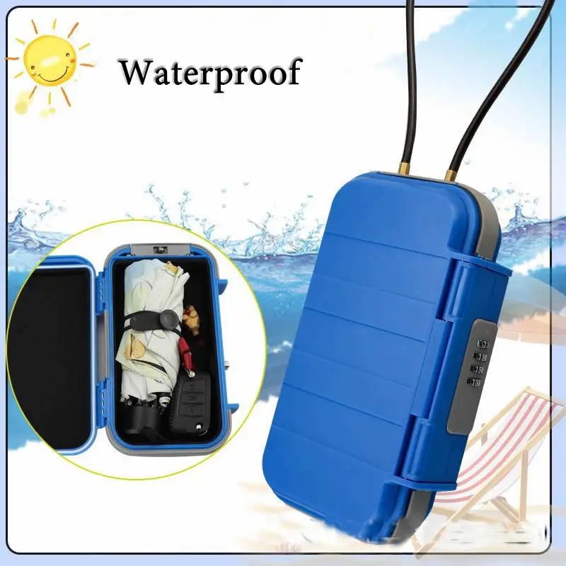 Caja de Seguridad portátil creativa para playa, combinación de 4 dígitos con candado de alambre de acero, para campamento al aire libre, Deportes, ciclismo, natación, caja de almacenamiento de seguridad