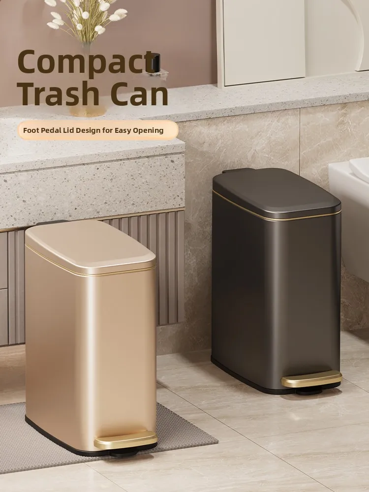 

Stainl Steel Tra Can Large Capaci with Lid for Living Room Kitchen Home Use Toilet Waste Bin Silent Soft Landing