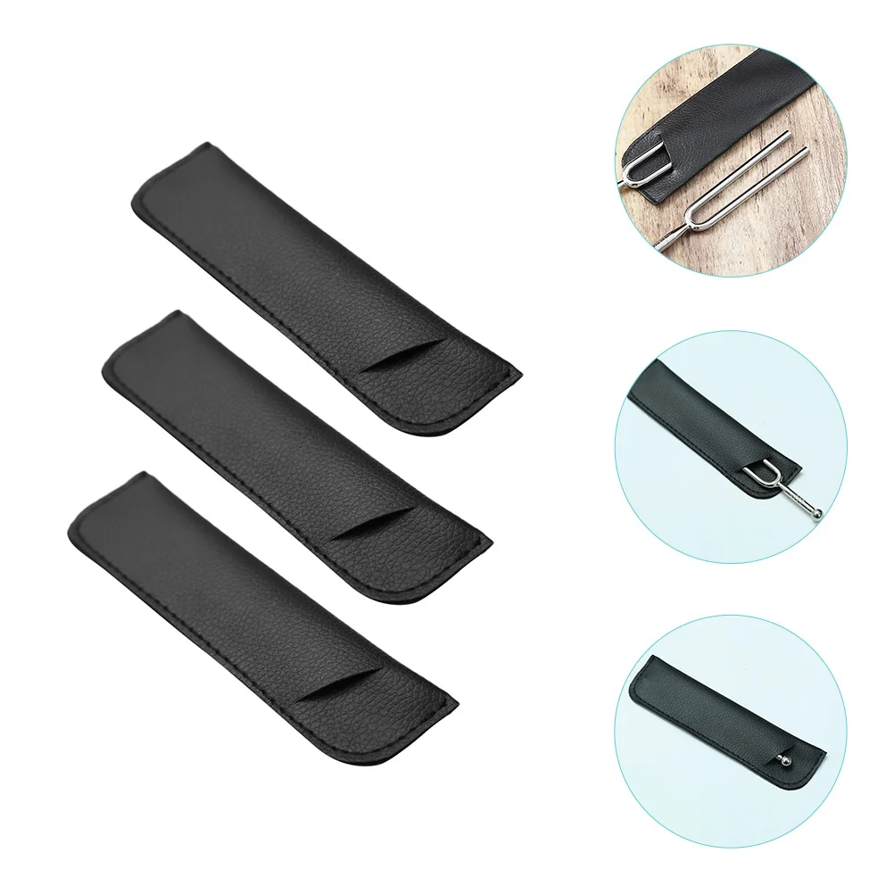

3pcs Round Tuning Fork Pouches Premium Pu Portable Storage Case For Guitar Accessories Tuning Fork Bags Protectors