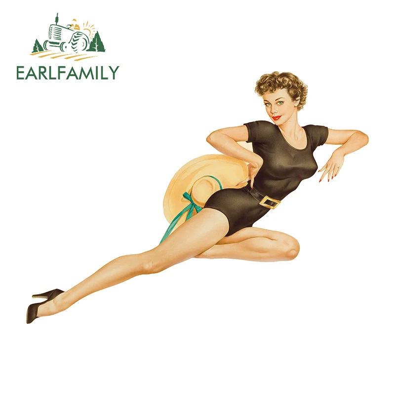 

EARLFAMILY 13cm x 10.2cm Sexy Girl Car Sticker Waterproof JDM Occlusion Scratch Decal Fashion Surfboard Air Conditioner Graphics