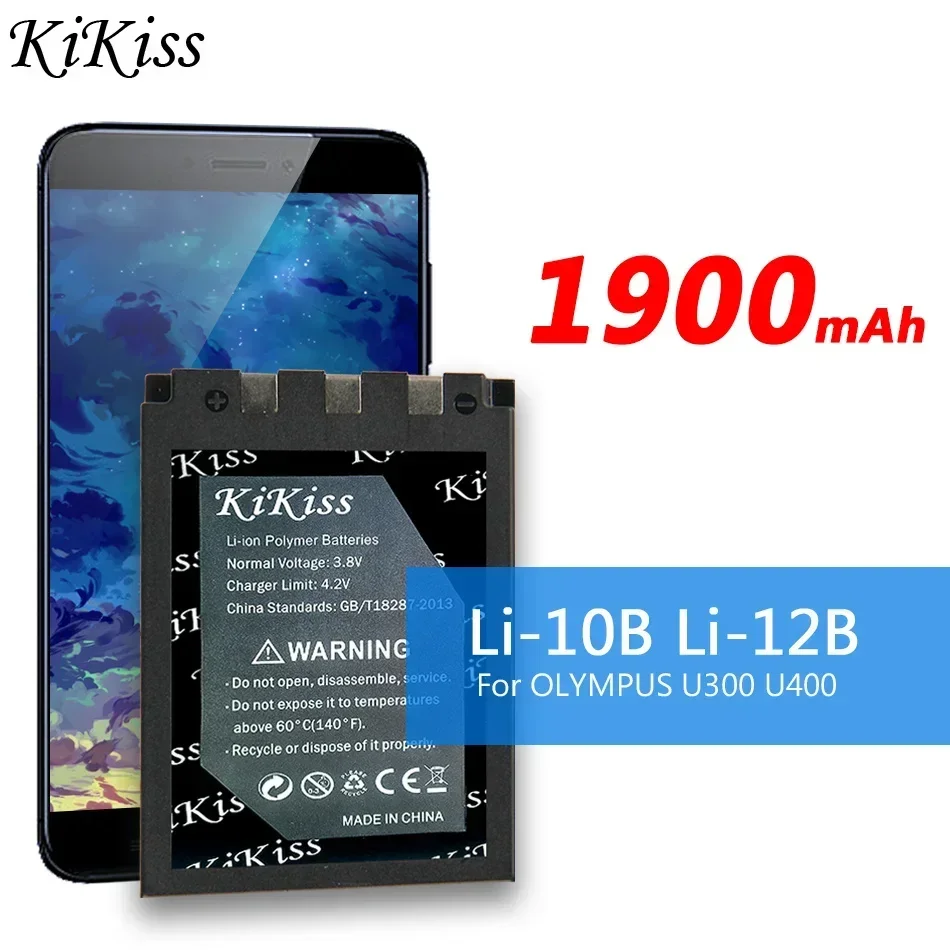 1900mAh  KiKiss Battery Li-10B Li-12B For OLYMPUS U300 U400 U410 C760 C765 C70 C7000 C770 U500 U600 U800 U810  U1000 400