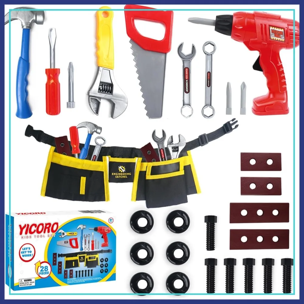 

28 PCS Toddler Tool Set with Toy Drill, Pretend Play Tool Toys for Boys Ages 3-8