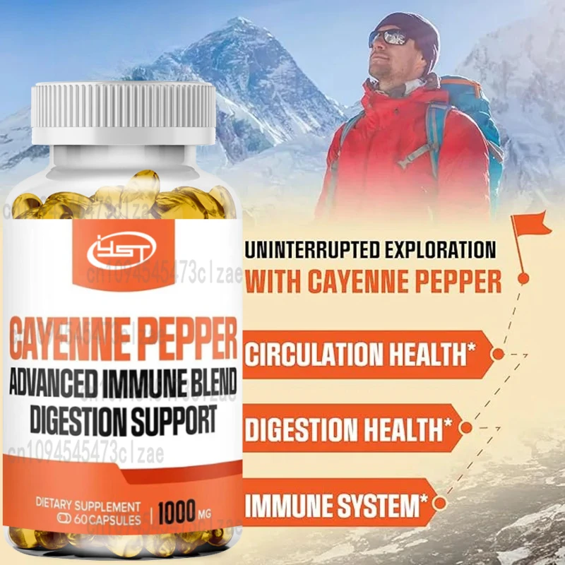 

Капсулы перца Cayenne с ягодицей, эхинацейей, берберской HCI и другими - здоровая система сердца и иммунитета - 60 вегетарианских капсул