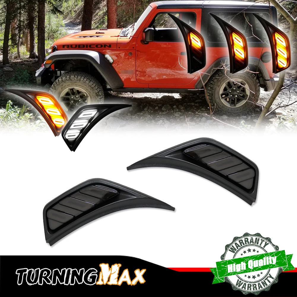 Amber&White LED Front Side Marker Turn Signal Lights For Jeep Wrangler JL JLU Sport,Rubicon,Sahara,Gladiator JT truck