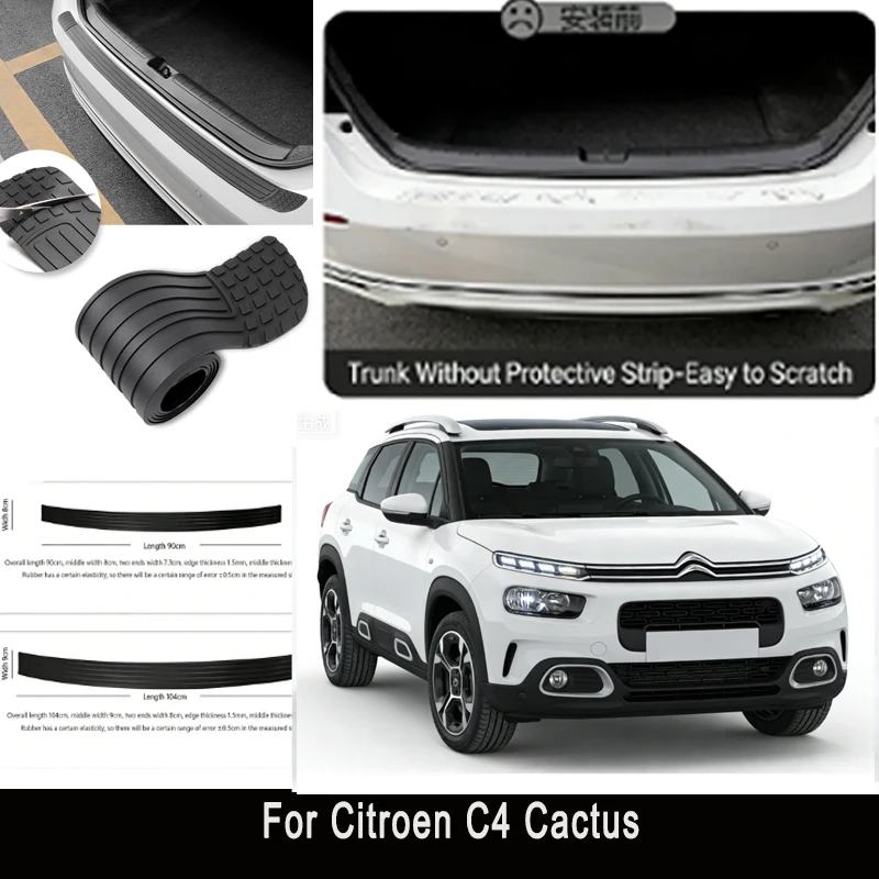 

For Citroen C4 Cactus Rear Trunk Guard Plate Sticker Car Rear Bumper Trim Anti-Kicked Scratch Protector Sticker Strip