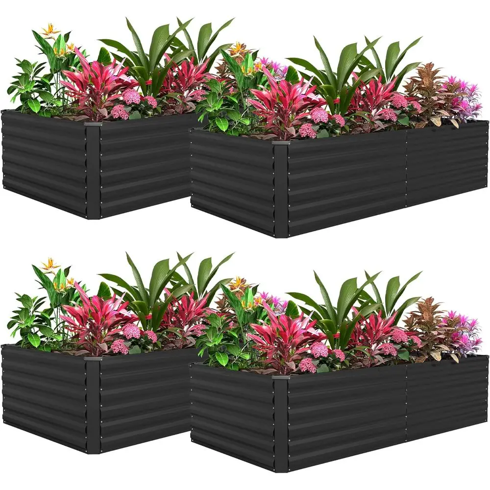 

4-Piece 8x4x2ft Galvanized Metal Raised Garden Bed, Outdoor Planter for Large Gardening, Vegetables, Herbs, 478 Gallon Capacity,