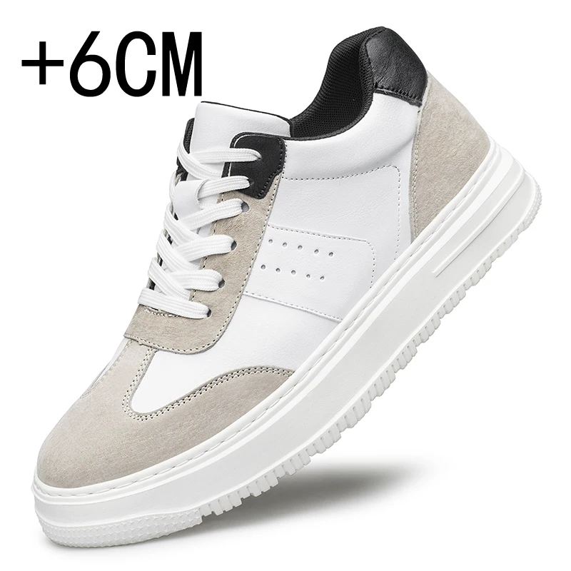 Spring Men's Height Increasing Shoes 6cm Elevator Shoes Outdoor Thick Soled Sports Lace Up Soft Sole Wear-resistant Oxford Shoes
