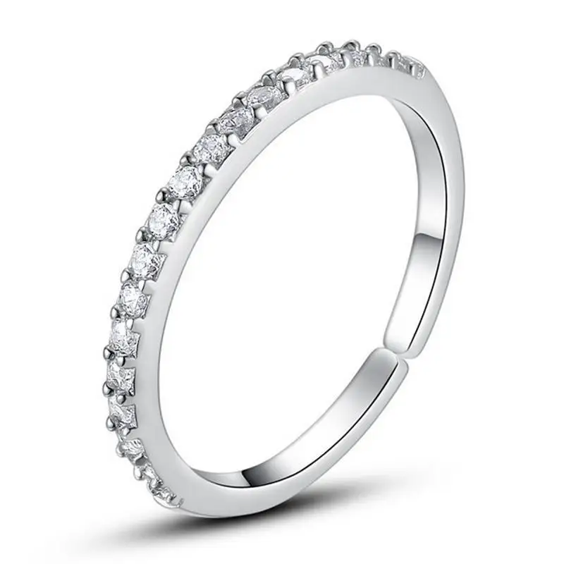 2026 Gold Plated Ultra Thin Women Tail Ring Full Paved Cz Single Row Micro Inlaid Korean Style Open Finger Ring Fashion Jewelry