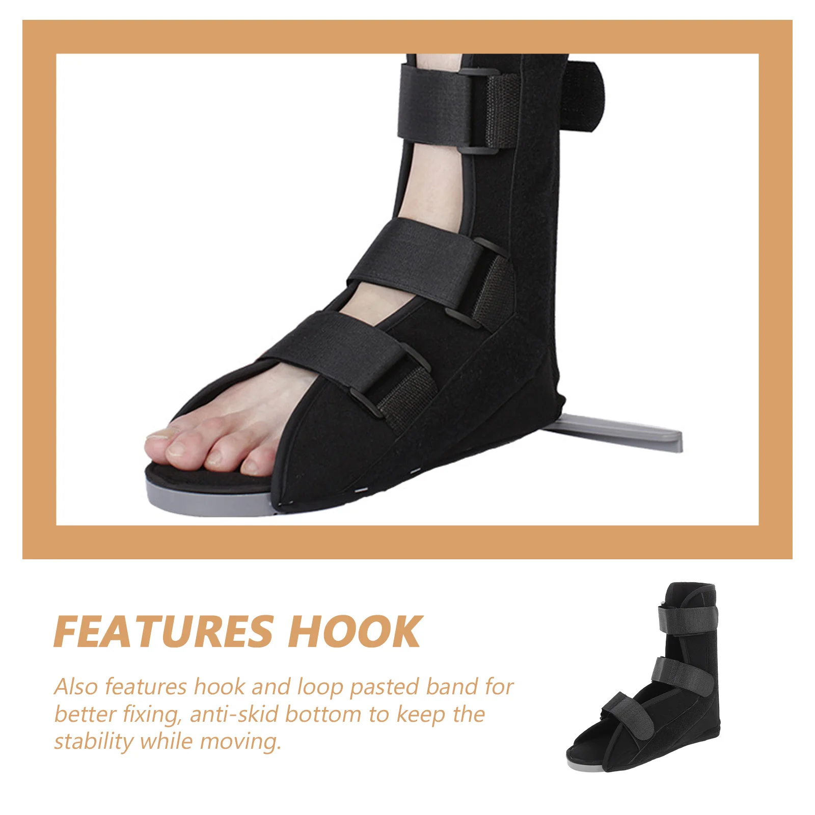 

Foot Ankle Support Stabilizer Black L Size Adjustable Anti Rotation Orthopedic Fixation Brace Shoe for Sprained Recovery Foot