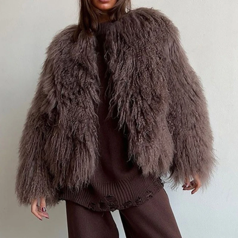 Women Faux Fur Coats Jackets Short Coat Thick Warm Full Sleeve Y2k Streetwear Elegant Jacket Work Outerwear Autumn Winter