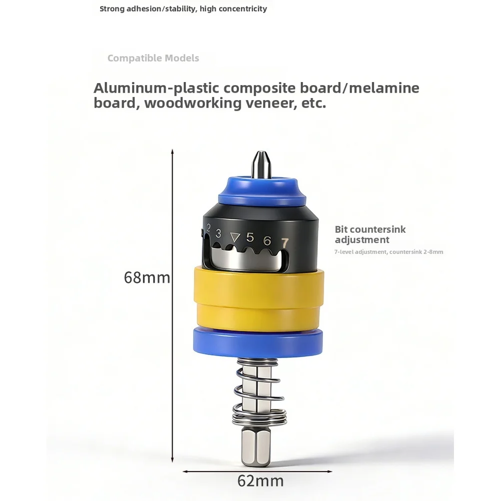 Bit Clutch for Electric Drills with Adjustable Depth Control 7 Levels 2mm to 8mm Magnetic Screw Retention and Anti Slip Tip
