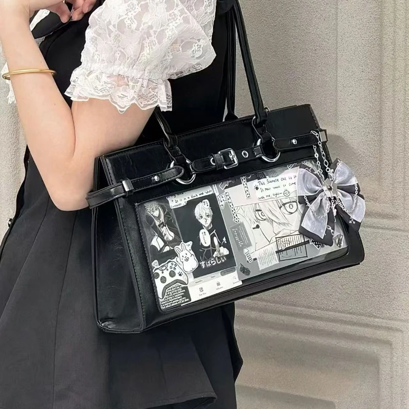 Ita-Tasche mit transparentem Sichtfenster, japanische Lolita-Mädchen-Umhängetasche, Handtasche mit großer Kapazität, süße Anime-Tragetasche – Detail 6