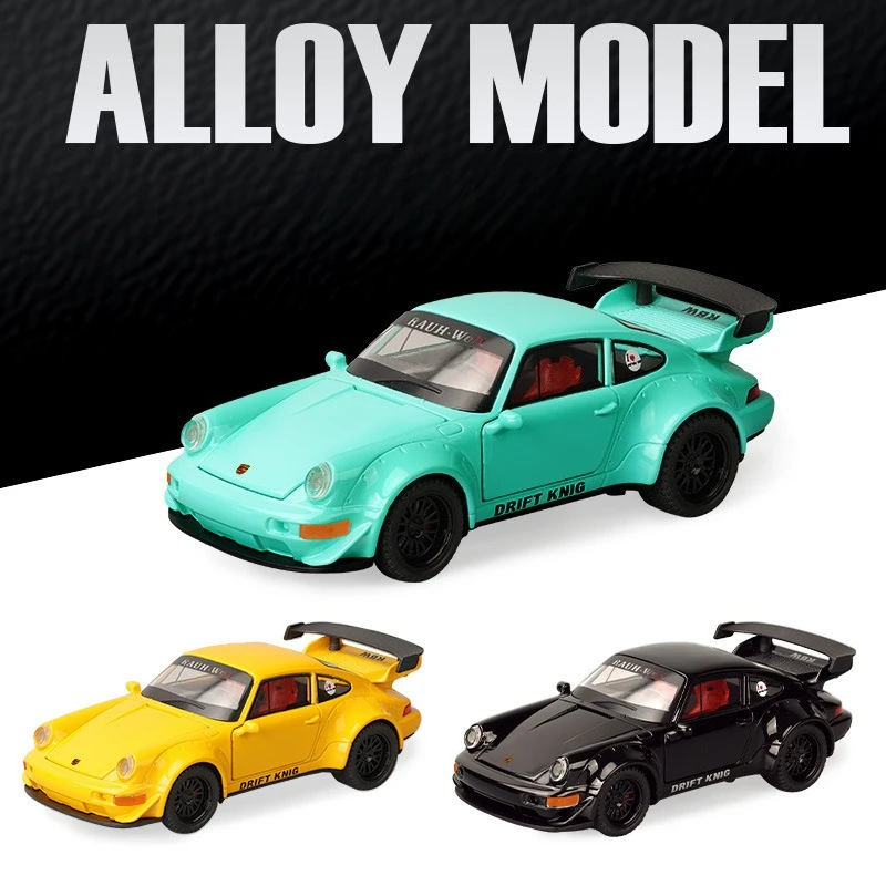 

1:32 RWB 993 Sports Car Alloy Scale Model Diecast Metal Toy Vehicle Miniature Car Sound Light Children Toy Car Gift