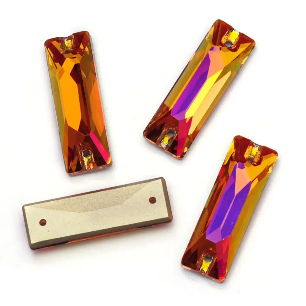 Flatback Baguette Sew on Rhinestones Astral Pink Crystal Stone Beads for Garment Bags Shoes Sewing Accessories