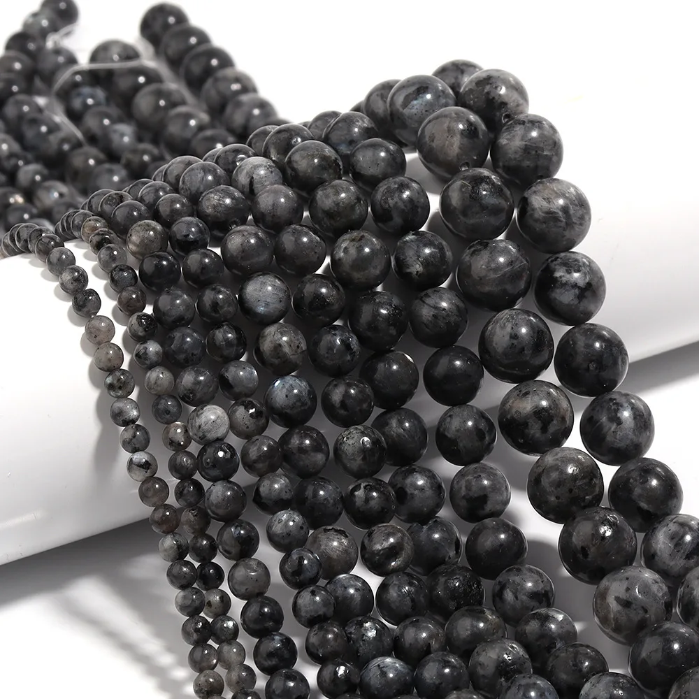 1 Strang 4/6/8/10/12 mm schwarze Farbe Labradorit Steinperlen Natursteinperlen für Schmuckherstellung DIY Charm Armband Zubehör