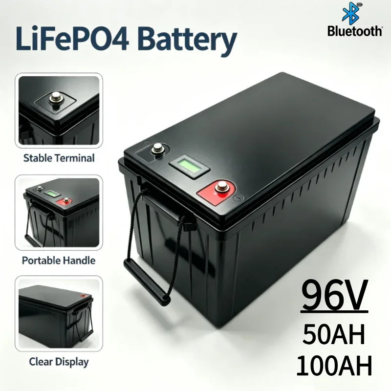 Rechargeable 4.8kWh 96V LiFePO4 Battery Pack 50Ah Integrated BMS With Supporting Charger, Lithium Power Battery Suitable For Ele