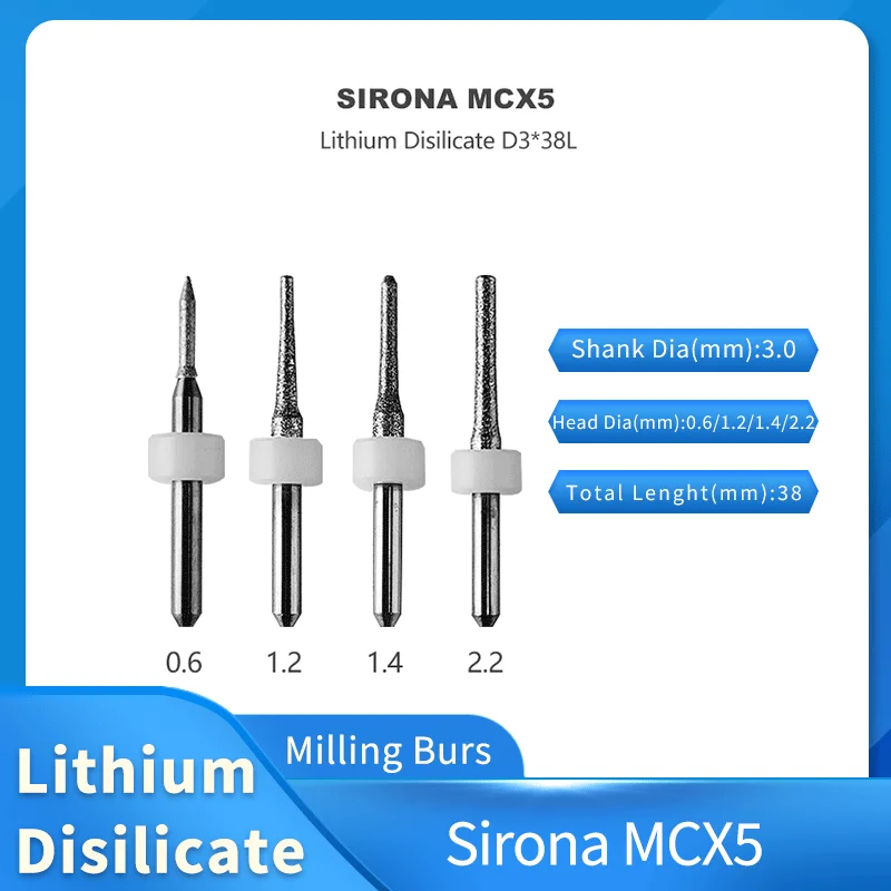 Sirona MCX5 wiertła do frezowania z dyskiem litowym do Dental Emax D3 * 0,6 mm / 1,2 mm / 1,4 mm / 2,2 mm wiertła szlifierskie do frezarek