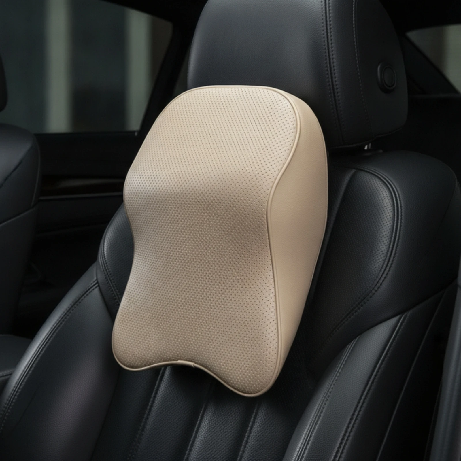 Memory Foam Car Headrest Neck Pillow Breathable Leather Car Headrest Cushion High Density Fatigue Relief for Drivers