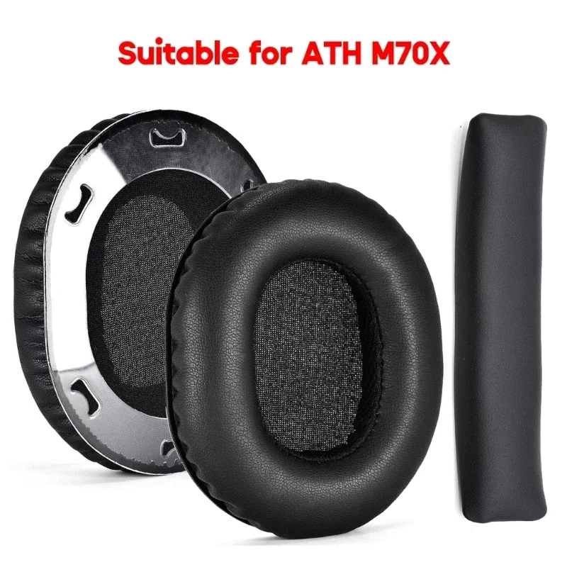 Replaceable Memory Foam Headphone Earpads Headband for Audio Technica ATH M70X Headphones Repairing Pads