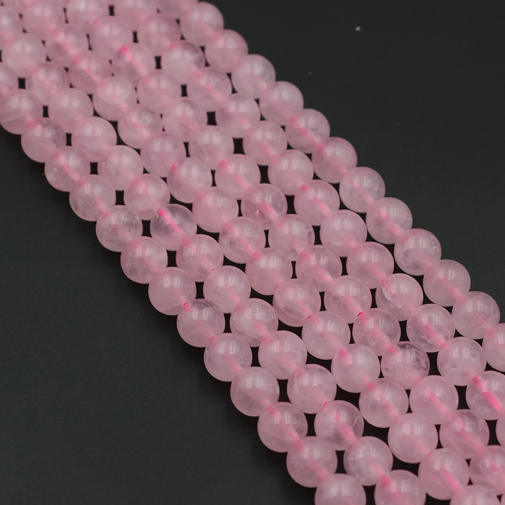 

Round Loose Gem Bead Rose Quartz Crystal Stone Jewelry Making DIY Accessories Bracelet and Necklace Wholesale 4mm 6mm 8mm 10mm