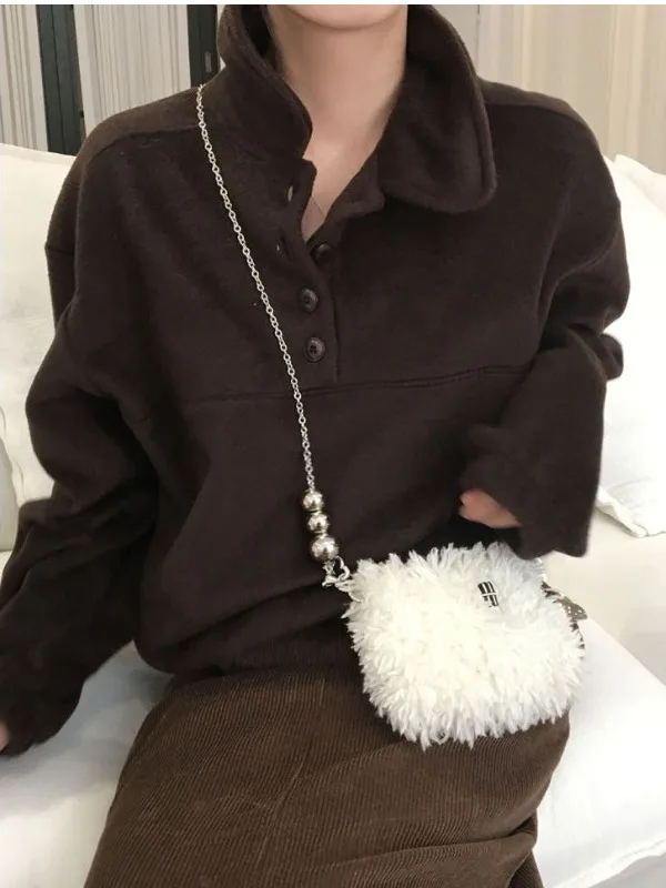 Chique vroege lente f-knop Ne Fce warm sweatshirt dames los veelzijdig ontwerp gevoel trendy top warm sweatshirt met capuchon