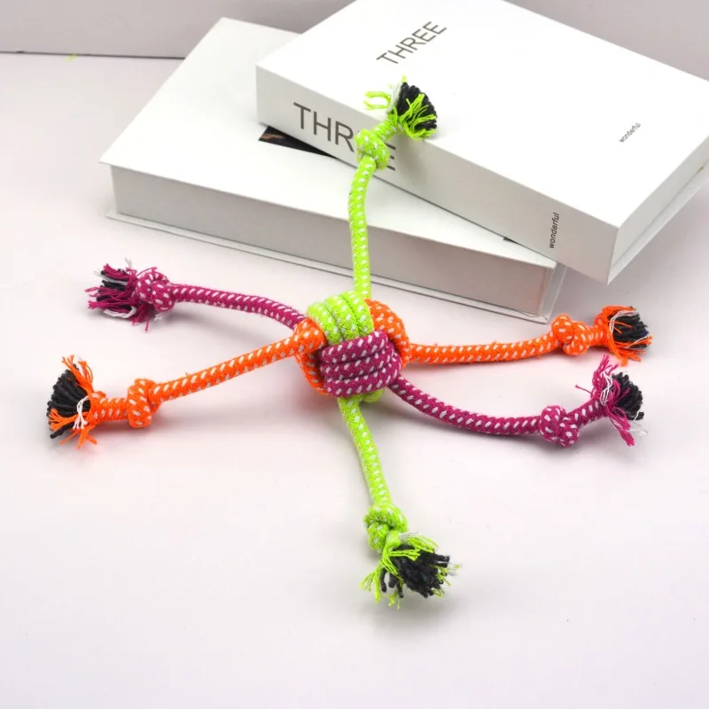 1 Stück langlebiges, bissfestes, interaktives Knotenspielzeug für Hunde – kaubares Seil mit grünen und orangefarbenen Fransen, verspieltes Design, Hundespielzeug